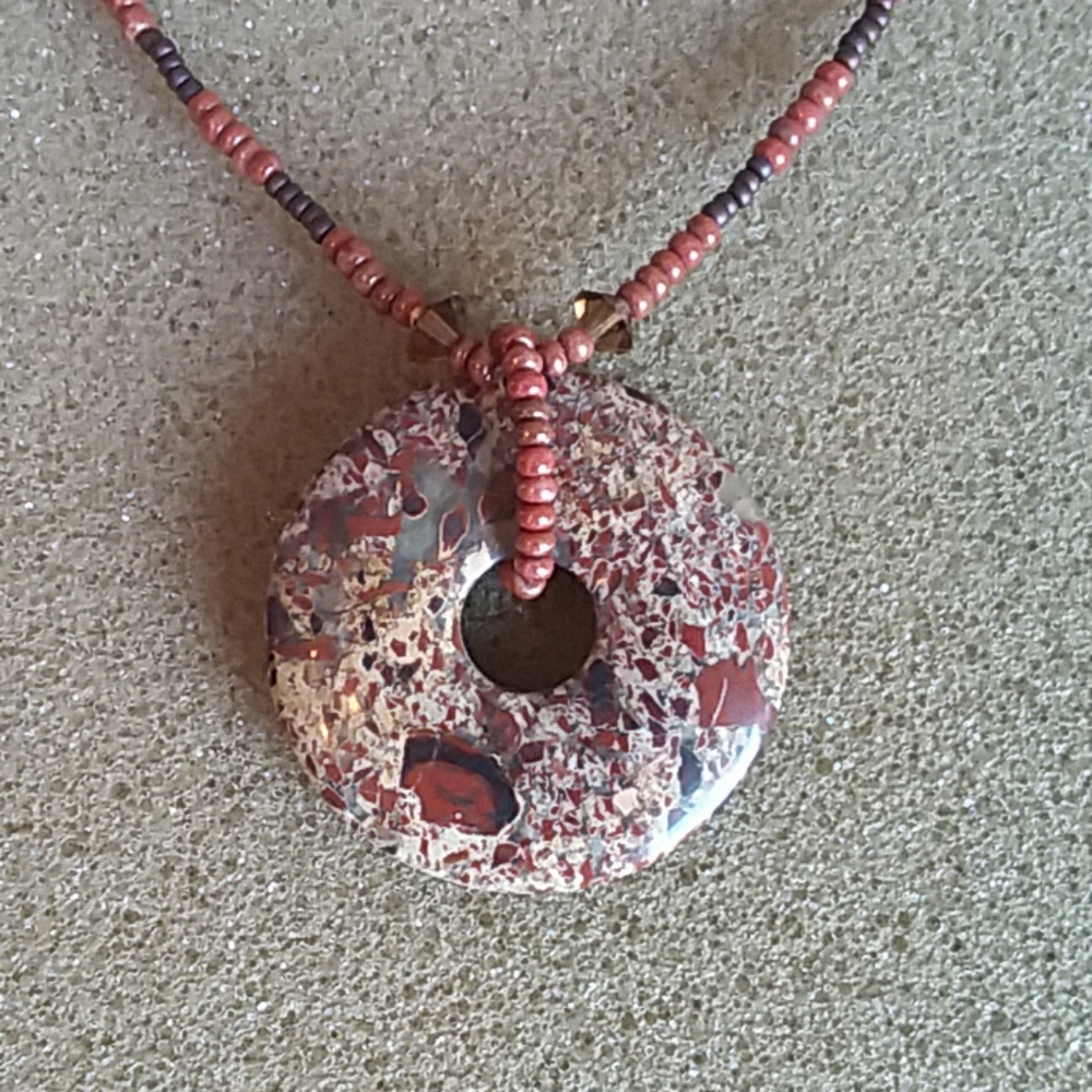Red jasper stone pendant necklace